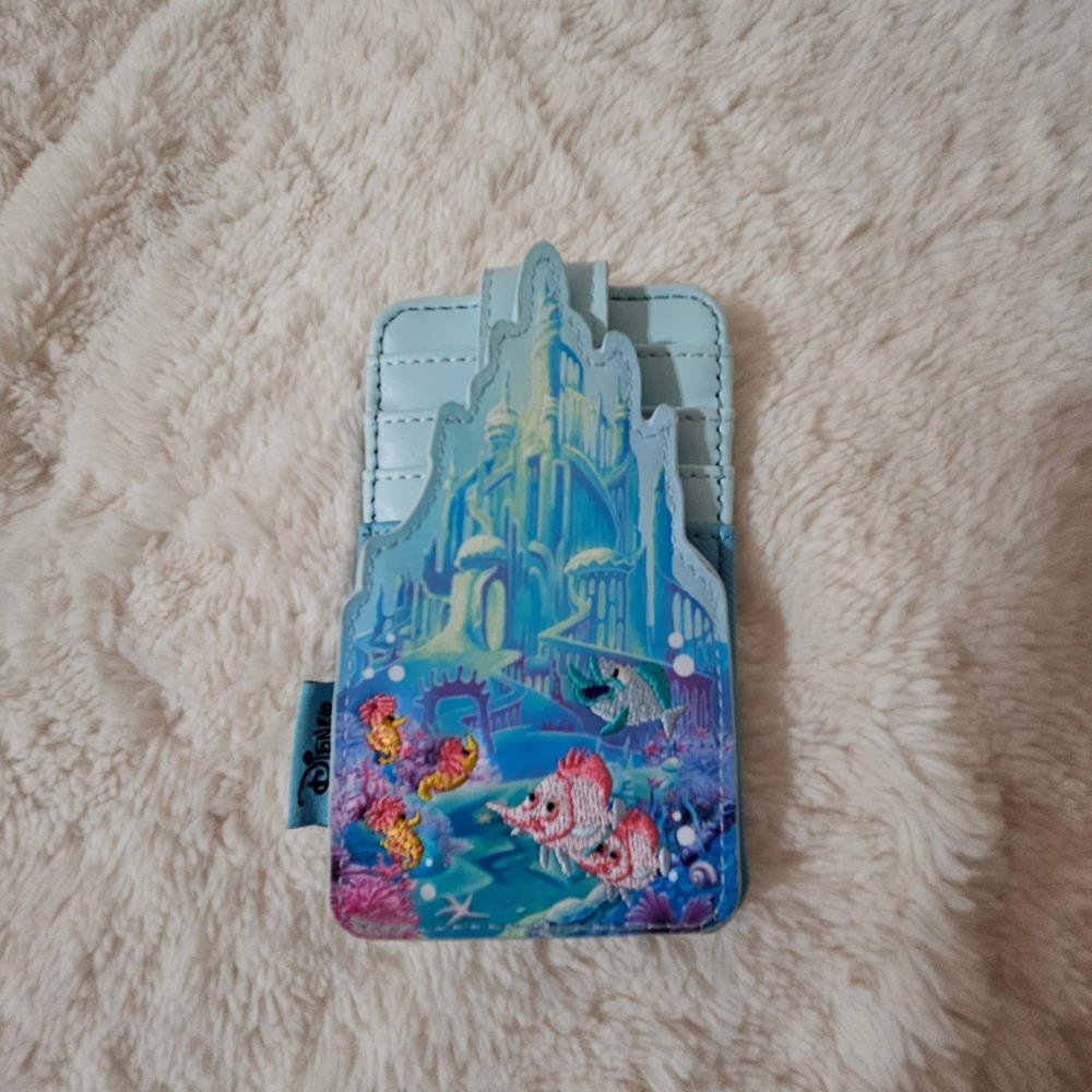 Disney Loungefly Little Mermaid Castle Card Holder Blue Wallet